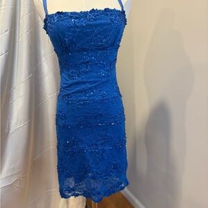 Marciano Royal Blue Lace Mini Dress